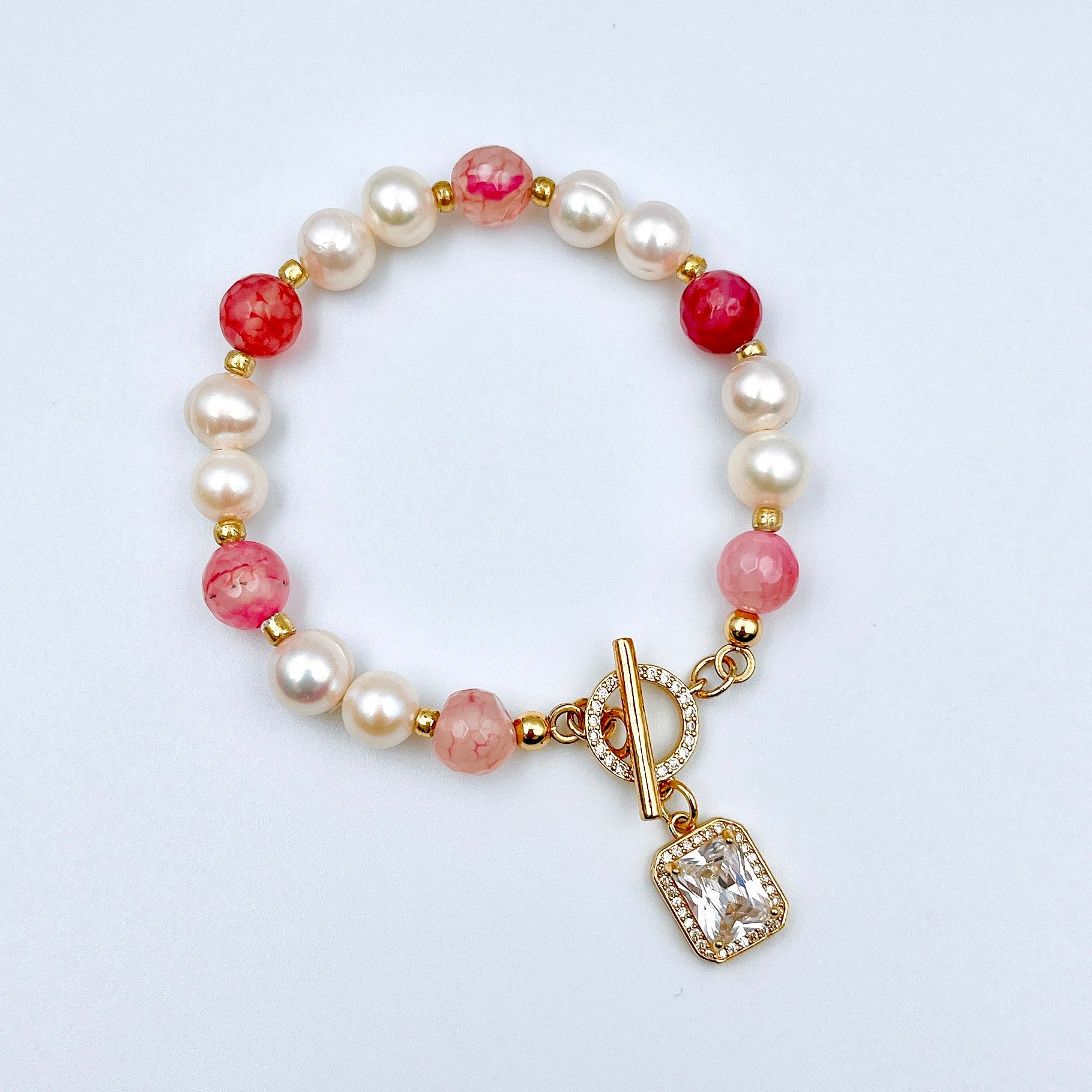 Pulsera rosa Perlas