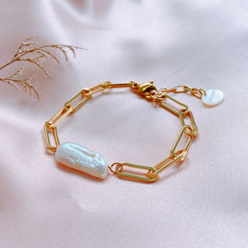 Pulsera de Eslabones Grandes con Perla