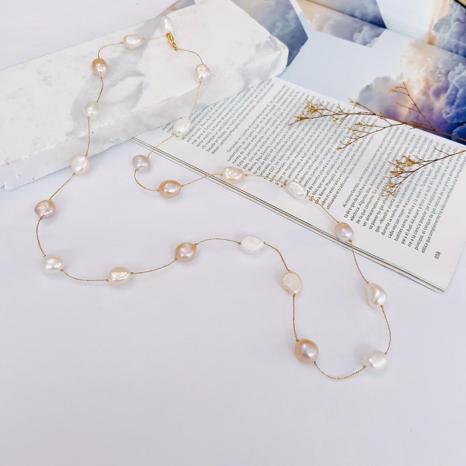 Collar de Perlas Barrocas Rosa